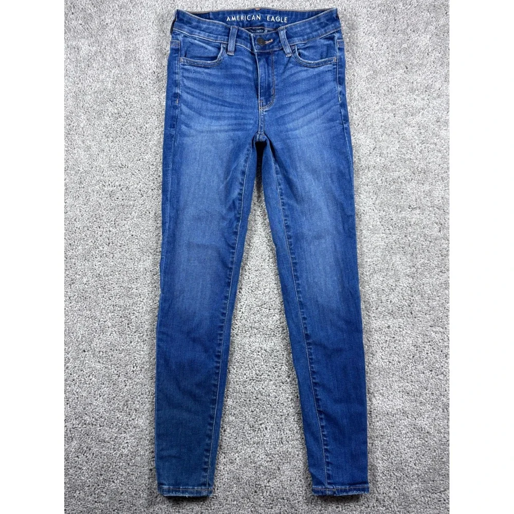 American Eagle Jeggings Size 00 Short Next‎ Level Stretch Blue Denim